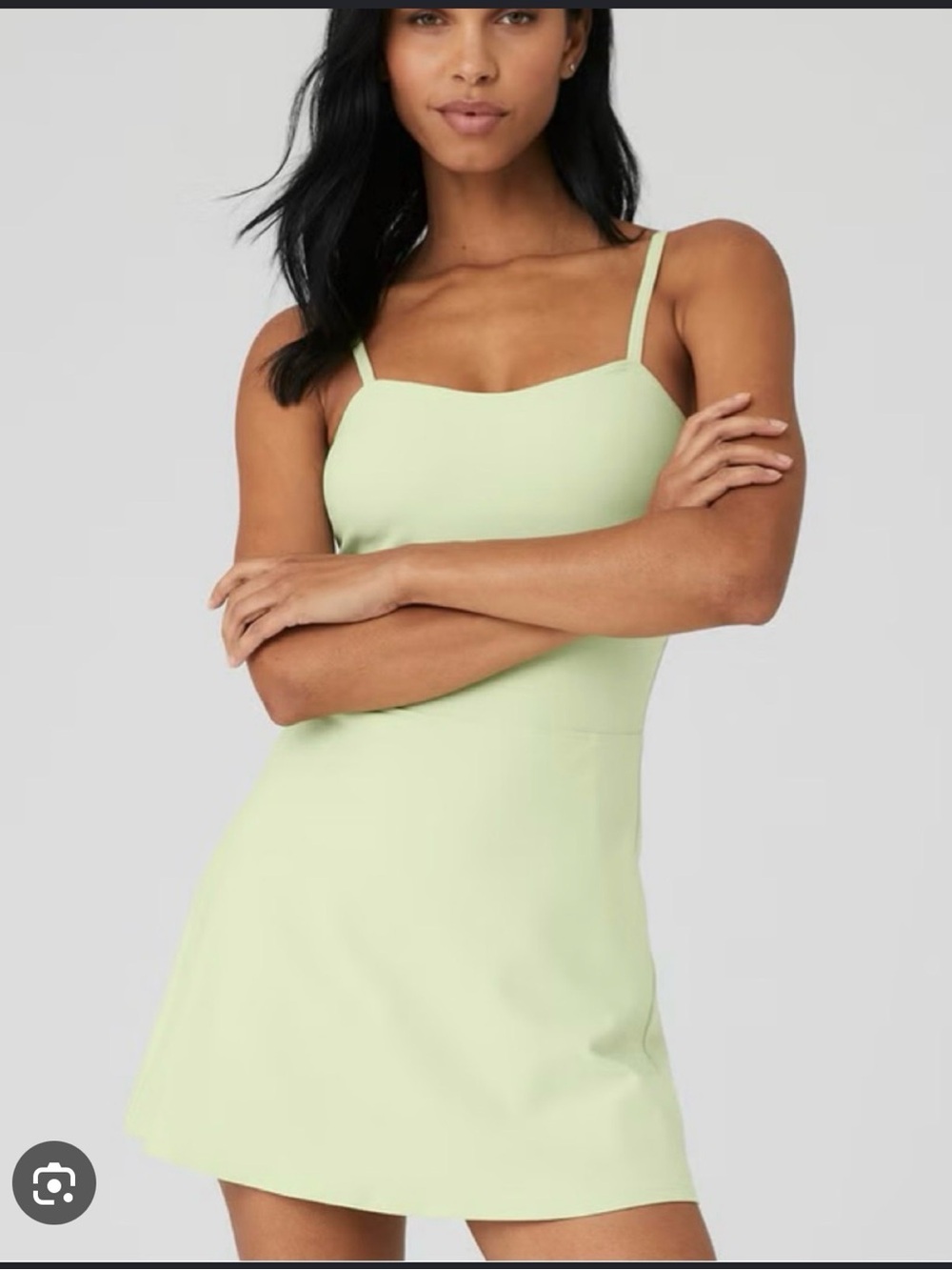 ALO Yoga Light Sage Spaghetti-Strap Mini Dress